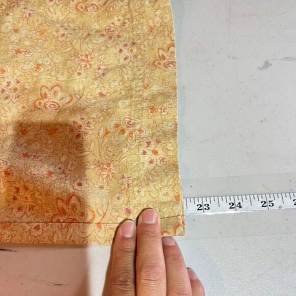 Vintage Woolrich Wicker Floral Linen Blend Crop Capri Pants Orange yellow Size 8 - Picture 12 of 12
